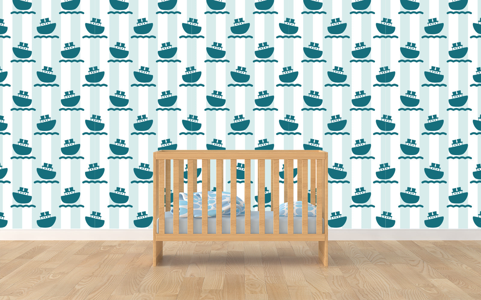 Simple patterns and bold, high-contrast visuals are ideal for early childhood development. Treat your wee cap'n to a nautical nursery!