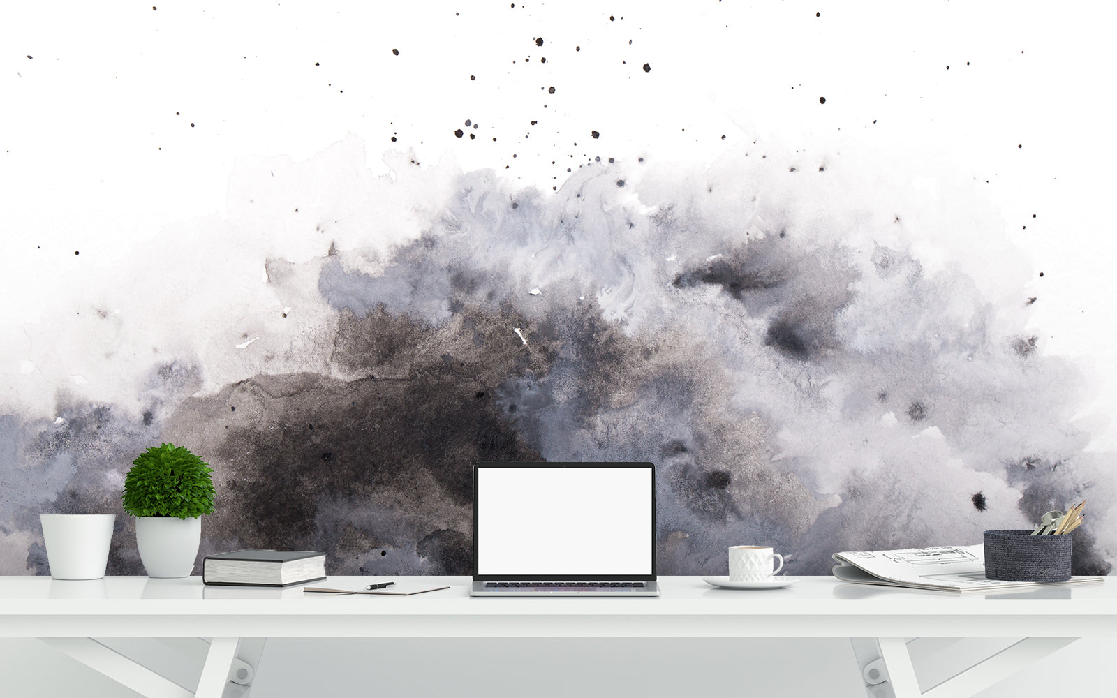 This bold piece makes a striking statement, an example of the haunting beauty of watercolor.