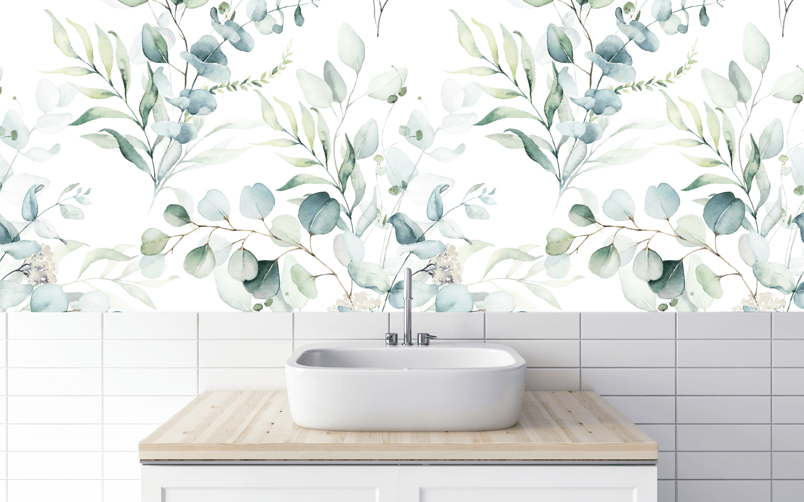 The refreshing splash of cool tones, frozen in a silent moment across this calming mural.