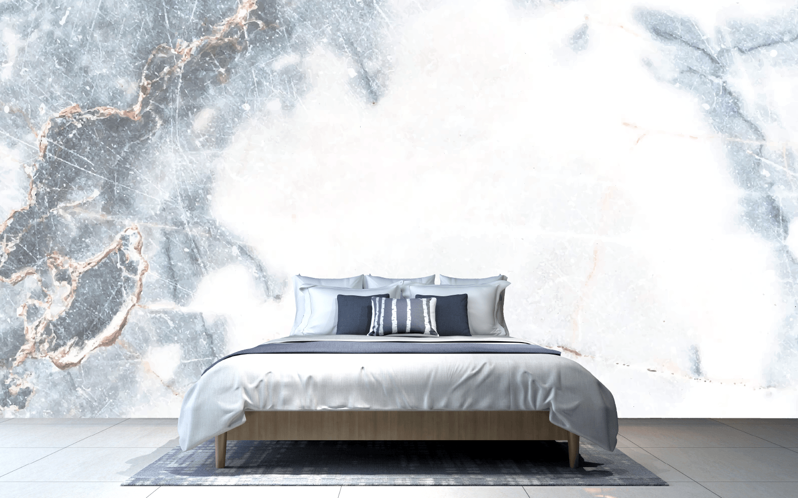 Enhance your room with the grandeur of classic elegance; Vivid blue marble with glimmering rose gold accents.