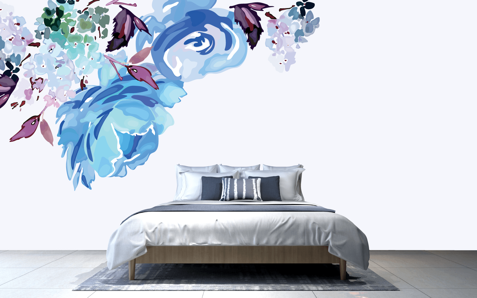 A sweet splash of watercolor makes for an excellent asymmetrical anchor to your floral theme.