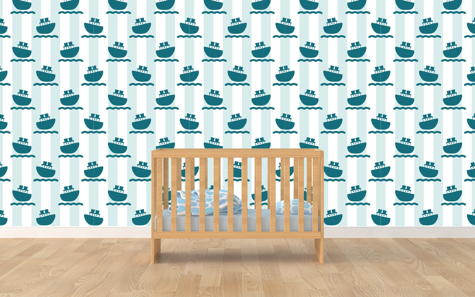 Simple patterns and bold, high-contrast visuals are ideal for early childhood development. Treat your wee cap'n to a nautical nursery!